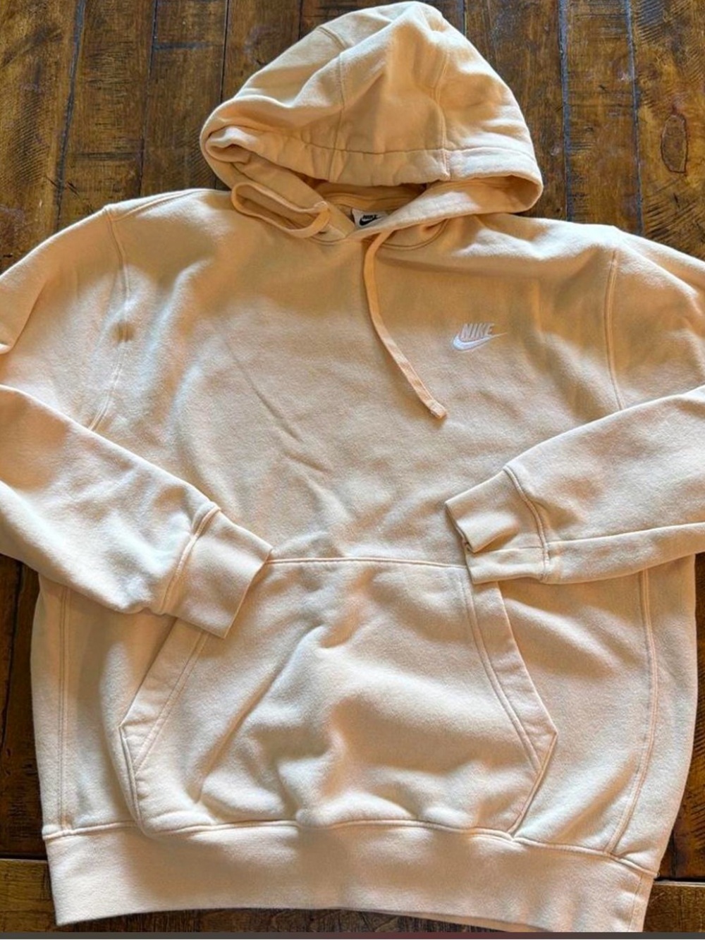 Nike Men's Light Peach Pullover Hoodie with White Swoosh